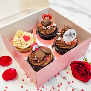 Valentine's Chocoholic Box of 4 Cupcakes