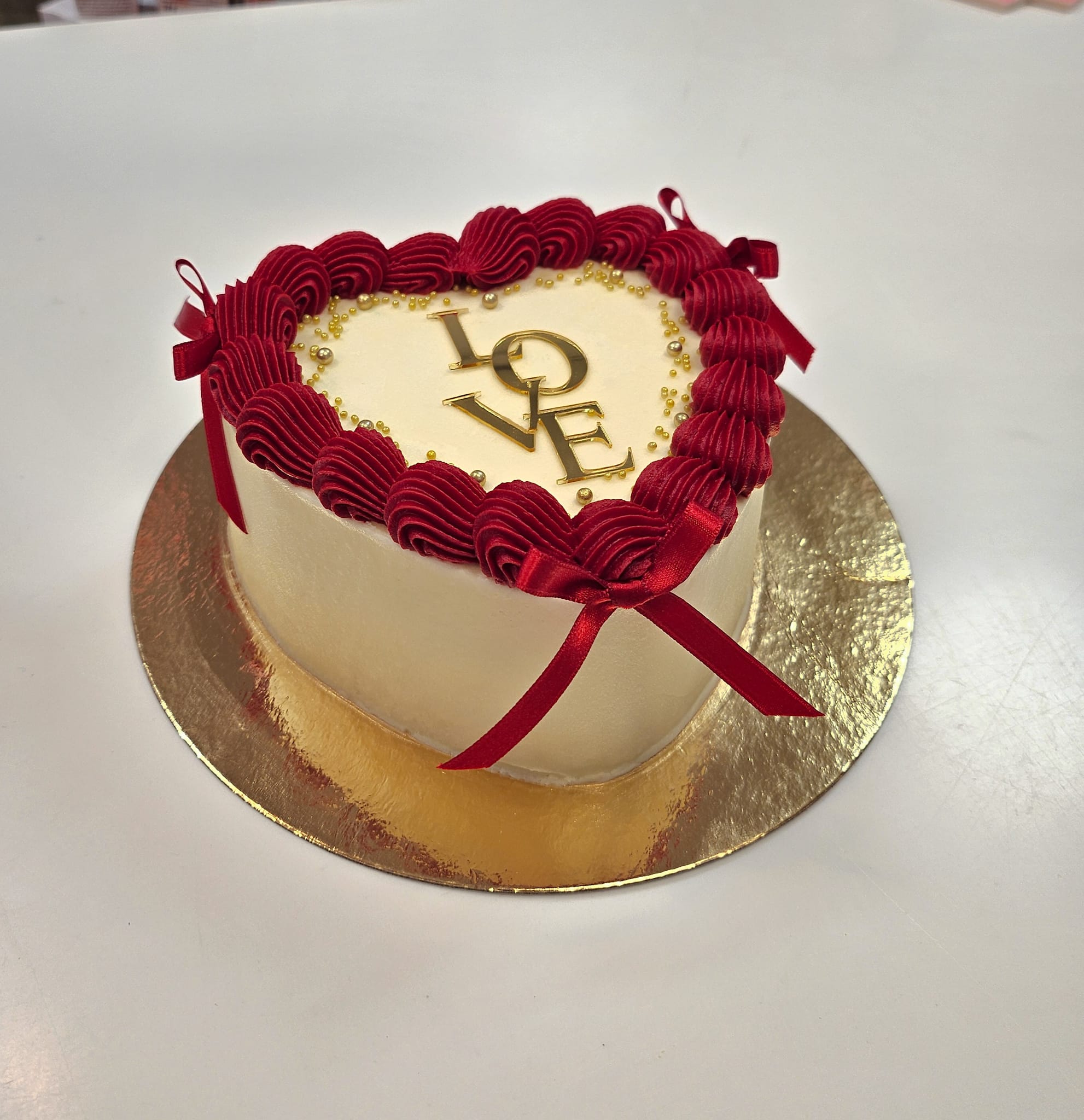 Mini Valentine's Bento Cake- Red & White - Image 3